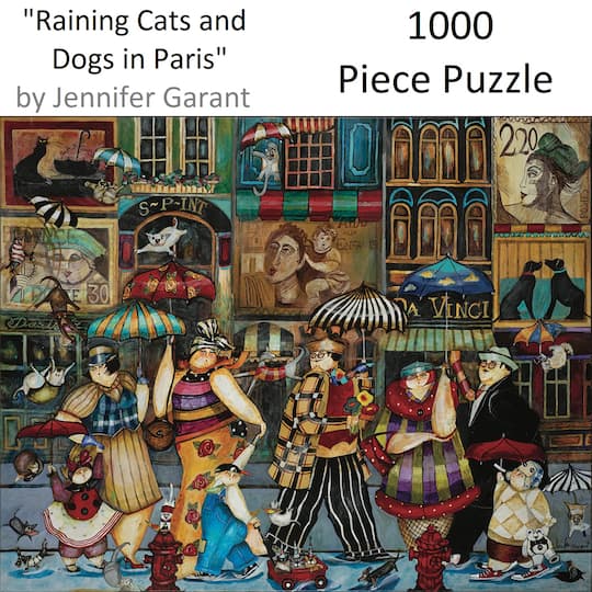 Hart Puzzles Raining Cats and Dogs in Paris by Jennifer Garant 1,000 Piece Jigsaw Puzzle